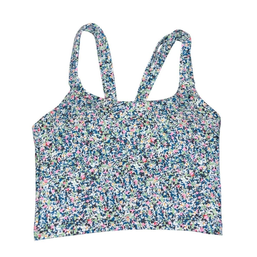Sage Crop Top Floral Sports Bralette Women’s XS Active Wear Gym Athleisure